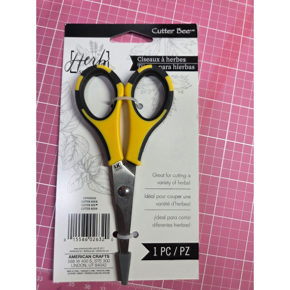 EK Success Cutter Bee Herb Scissors Yellow Black Non-Stick Micro Tip 55900026